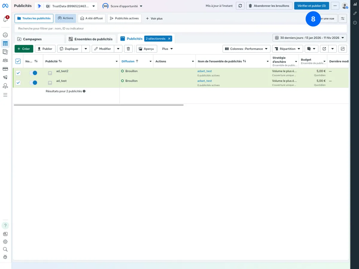 Meta Ads Manager - Publish changes